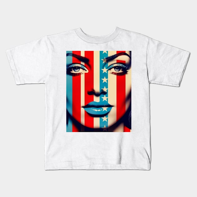 Unveiling the Essence of American Identity American Visage Kids T-Shirt by Unboxed Mind of J.A.Y LLC 